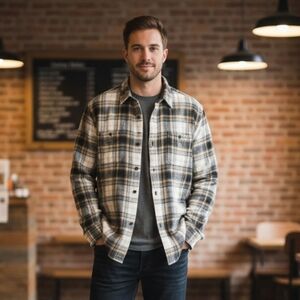 Flag & Anthem Harrell Black & Cream Plaid Flannel Shirt - XXL